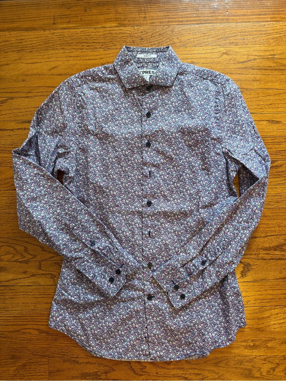 Express Men’s Purple Floral Button-Down Shirt